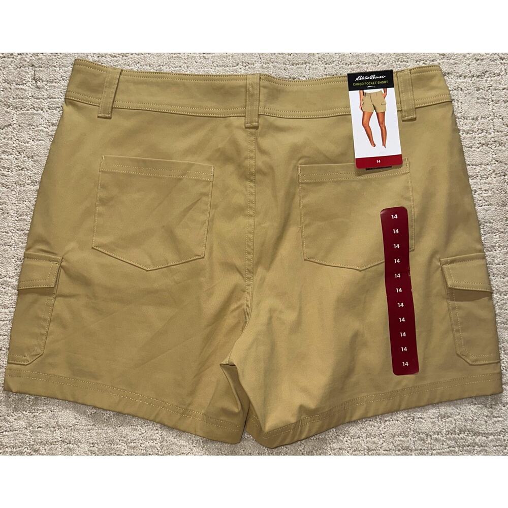 Eddie Bauer Cargo Pocket Shorts Womens 14 Beige Nylon Stretch Hiking Travel - Picture 4 of 8